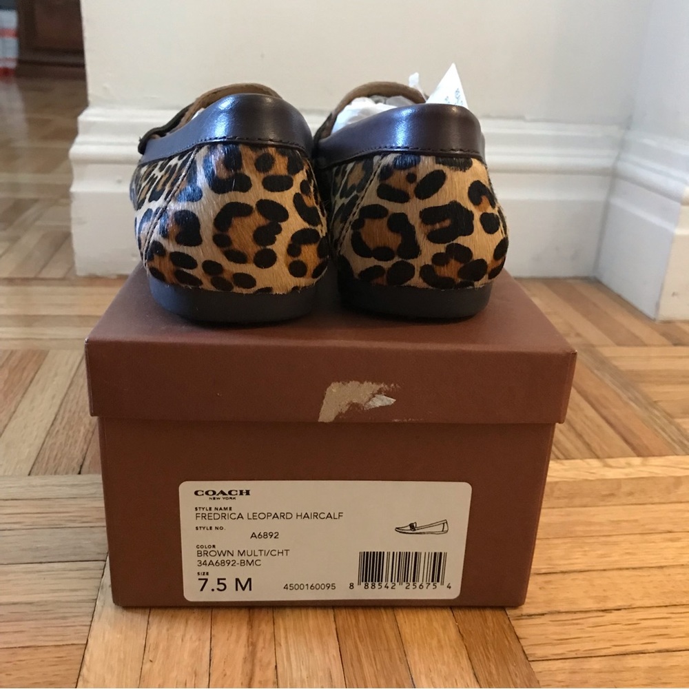 Coach Leopard Print Calf Hair Loafers in Brown and Black - Picture 2 of 16
